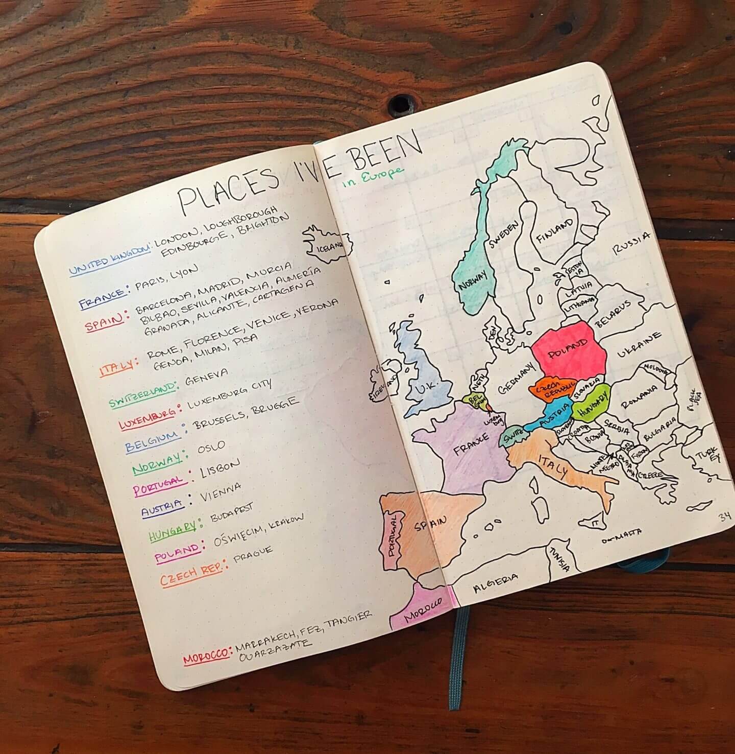How to Make Maps in your Bullet Journal - Bad with Directions: Learn how to make cute country/world maps in your bullet journal! They are pretty, artsy, and a nice reminder (and inspiration) to travel around the world.